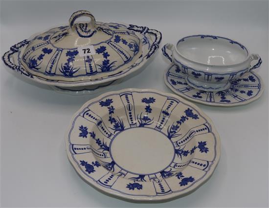Blue & white part dinner service, Brown Westhead & Moore satsuma pattern